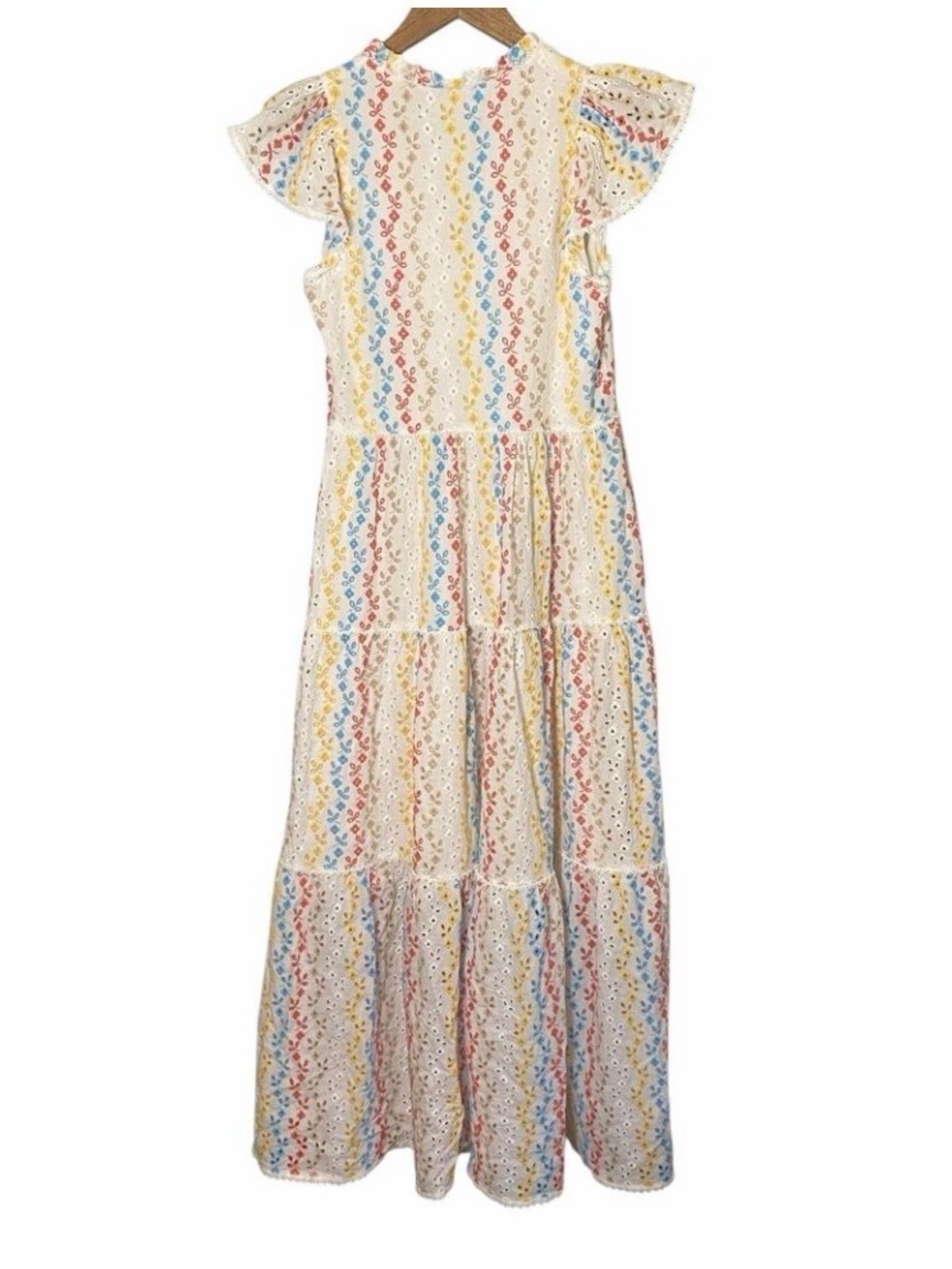 100% Cotton maxi dress Antonio Melani rainbow eyelet design - Picture 4 of 11